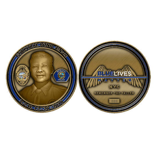 Corporal Ronil Singh Memorial Challenge Coin - Blue Lives Matter NYC
