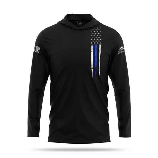 Sport Utility Distressed Blue Line Thin Hoodie - Blue Lives Matter NYC