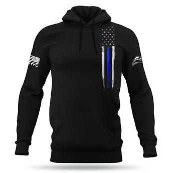 Distressed BLUE LINE Hoodie - Blue Lives Matter NYC