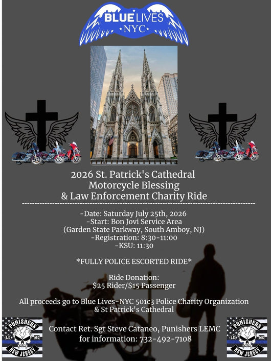 BLUE LIVES Saint Patrick's Catherdral Charity Motorcycle Blessing Ride - Blue Lives Matter NYC