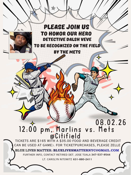 METS VS MARLINS AMAZIN AWARD Presentation to NYPD Detective Dalsh Veve - Blue Lives Matter NYC