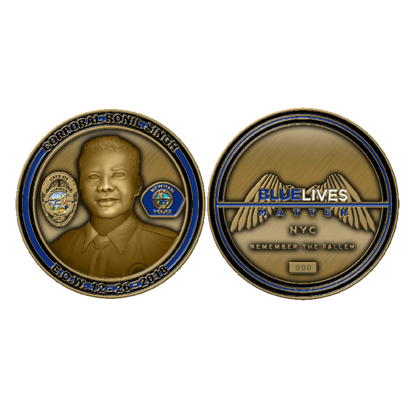 Corporal Ronil Singh Memorial Challenge Coin - Blue Lives Matter NYC