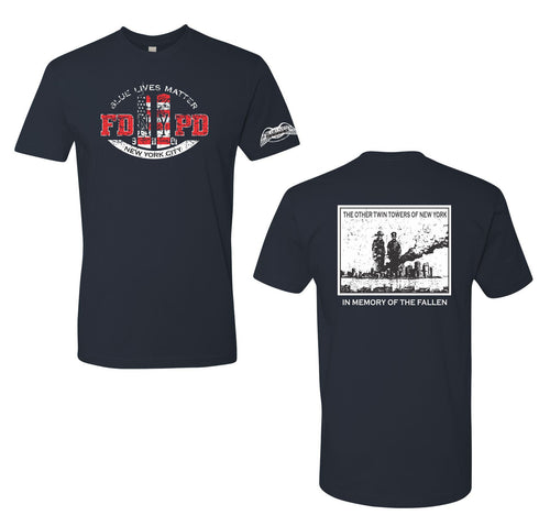 9/11 PD - FD Memorial T-Shirt - Blue Lives Matter NYC