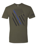Army Green Blue Line Flag Tee - Blue Lives Matter NYC